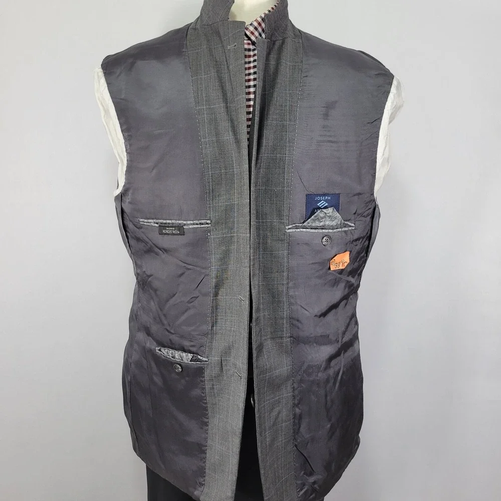 Joseph Abboud Men's Sport Coat Blazer Two Button Gray SHK‎ SKN Plaid Wool 46R